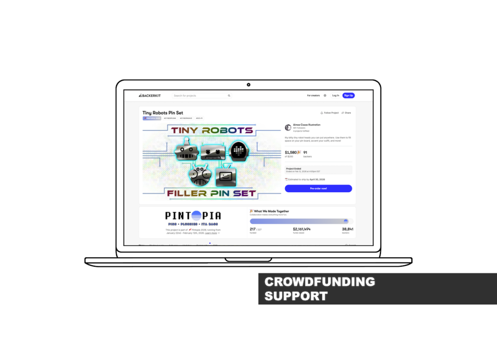 Tiny Robots Pin Set on BackerKit | Foundation Web Design & Development
